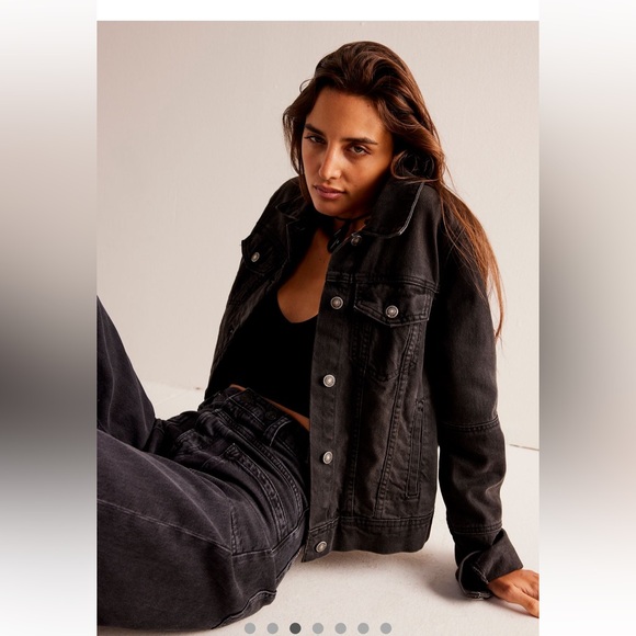 Free People Rumors Denim Jacket-Blk-XS-NWT - Picture 1 of 9